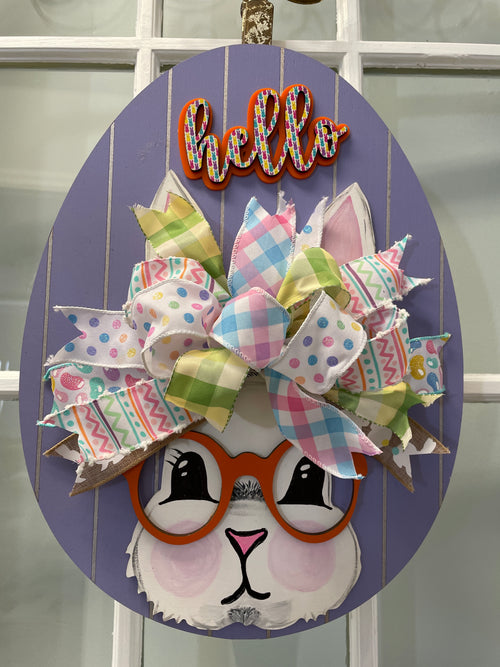 Doorhanger- "Hello" Bunny (Purple)