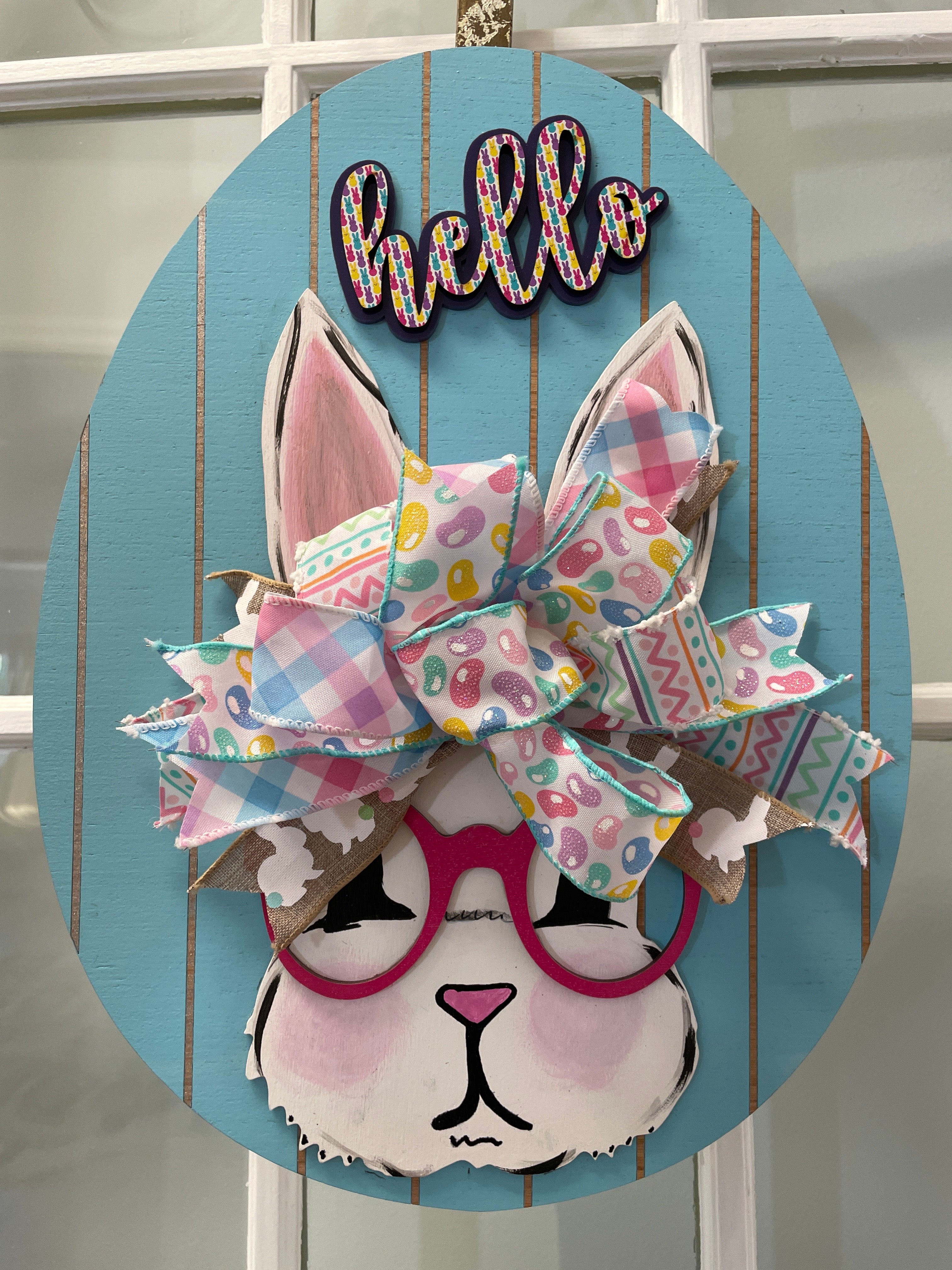 Doorhanger- "Hello" Bunny (Blue)