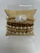 Gold, Neutrals, and Pearl Bracelets- sets of 6