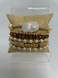 Gold, Neutrals, and Pearl Bracelets- sets of 6