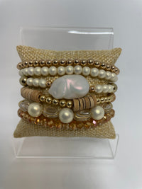 Gold, Neutrals, and Pearl Bracelets- sets of 6