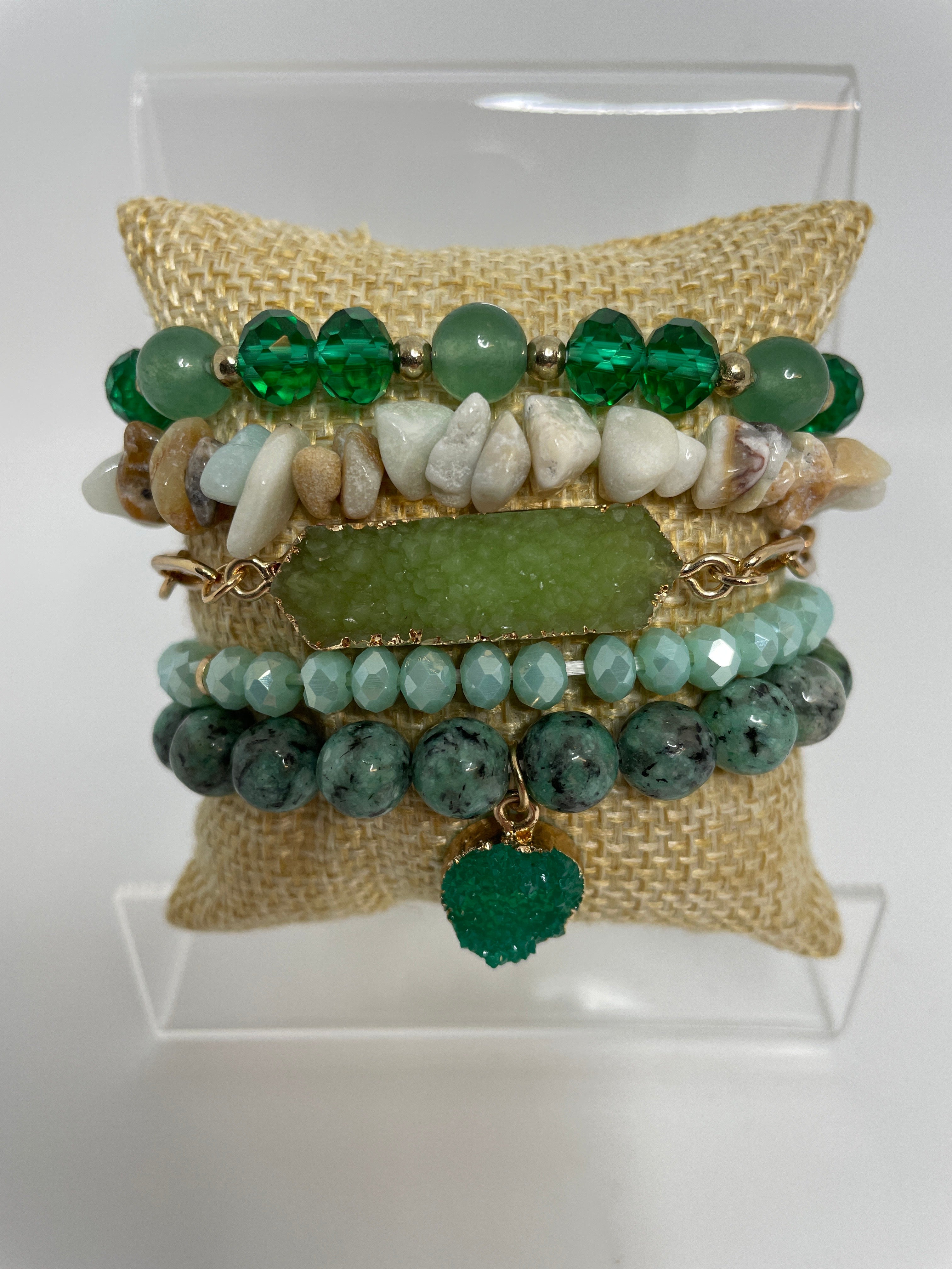 Green Stone Bracelets- set of 5