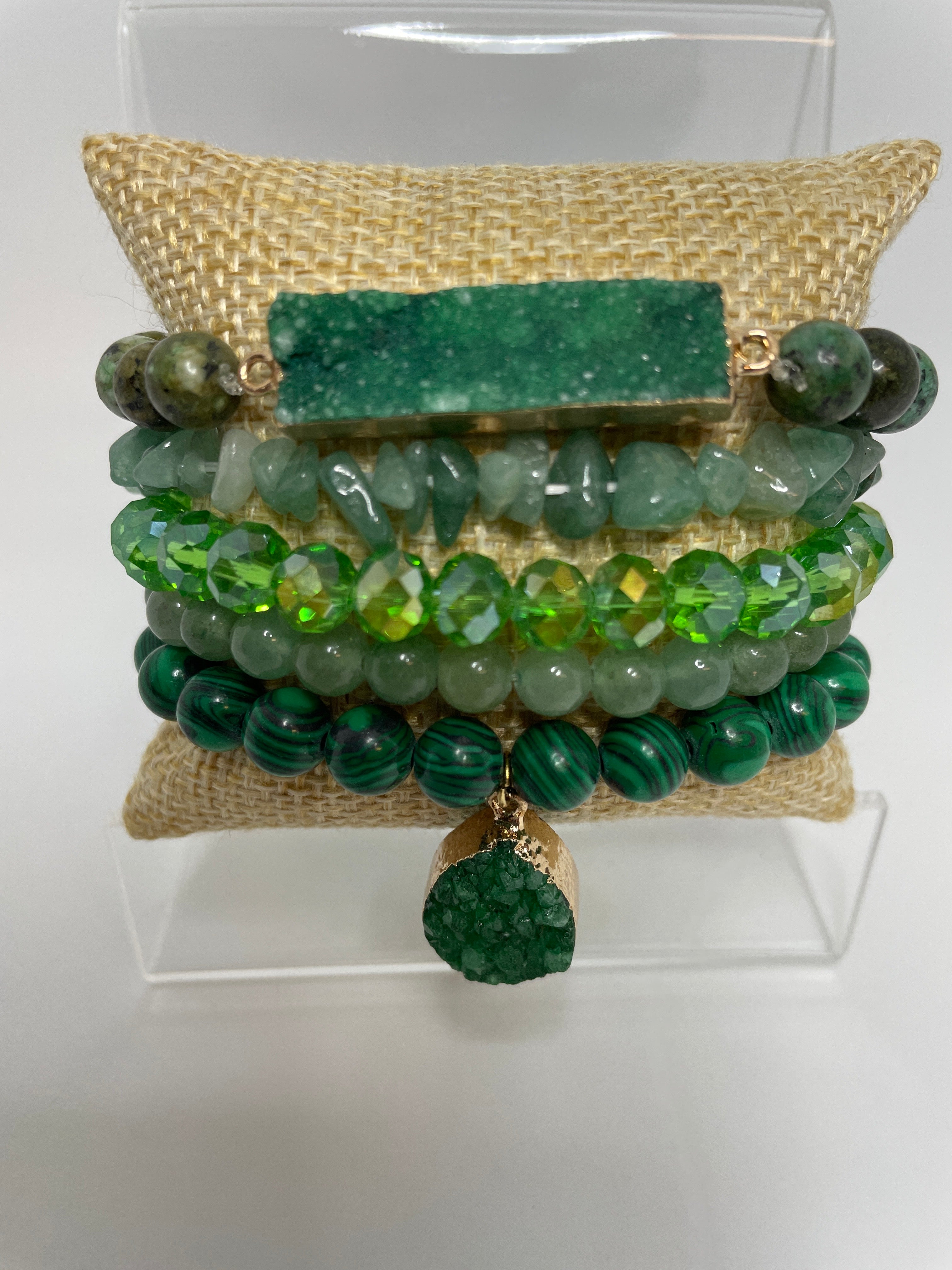 Green Stone Bracelets- set of 5
