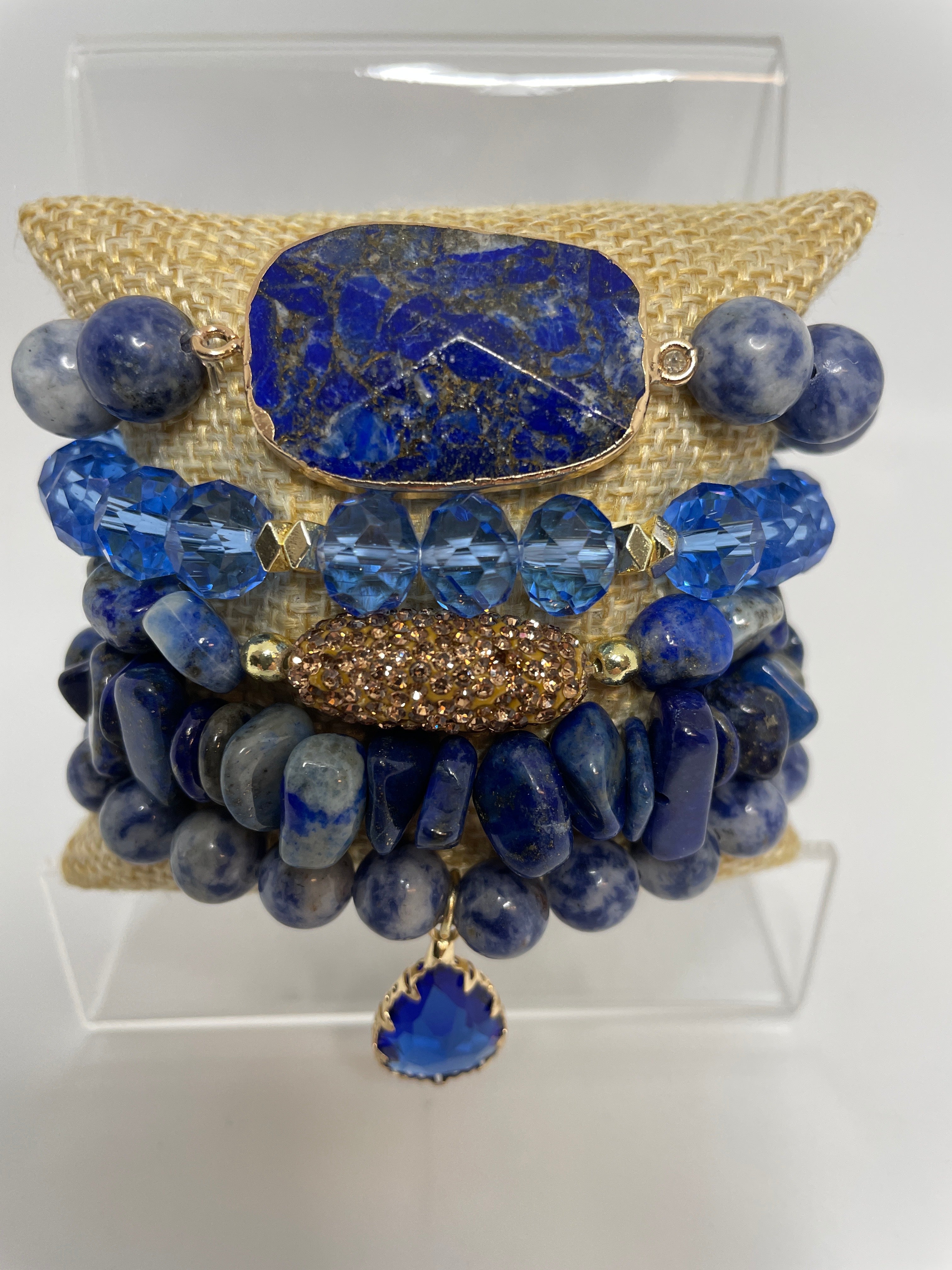 Blue Stone Bracelets - set of 5