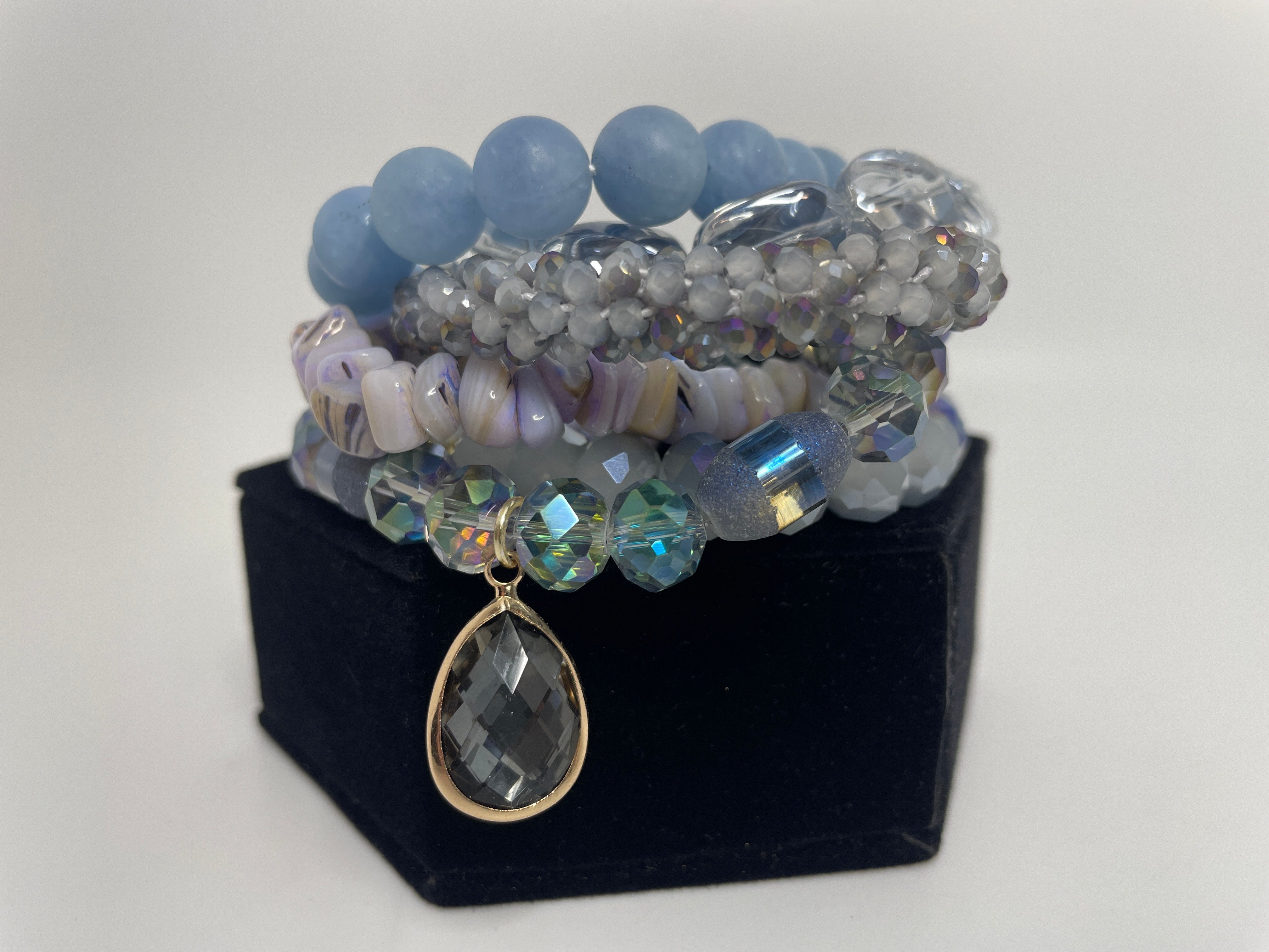 Light Blue Stone Mix Bracelet Set of 6