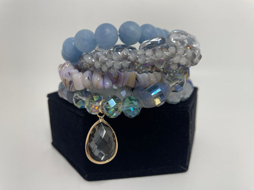 Light Blue Stone Mix Bracelet Set of 6