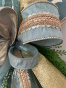 Blue and Gold Cross Ribbon Wreath