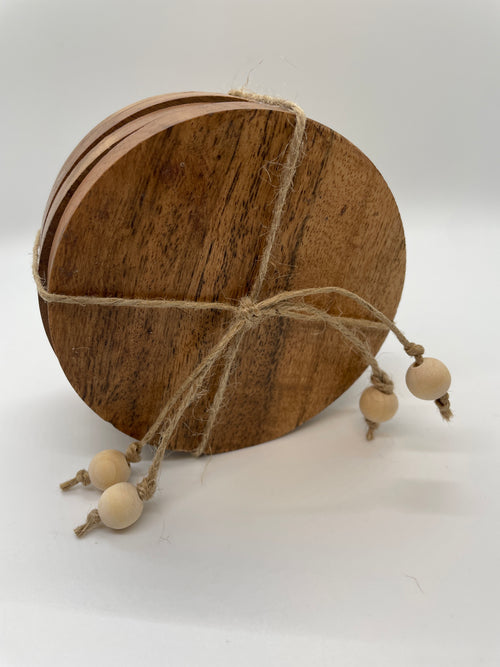 Round Wood Coaster Set