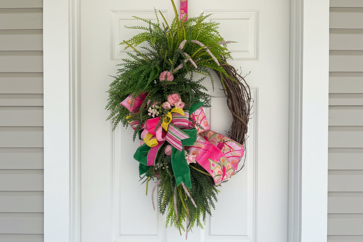 Blooms and Bows Spring Wreath