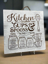 Kitchen Conversion Chart Wood Sign