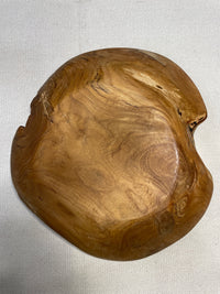 Large Live Edge Teak Hand-Carved Bowl