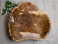 Large Live Edge Teak Hand-Carved Bowl