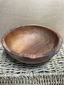 Small Live Edge Teak Wood Hand-Carved Bowl