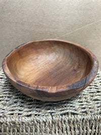 Small Live Edge Teak Wood Hand-Carved Bowl