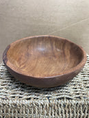Small Live Edge Teak Wood Hand-Carved Bowl