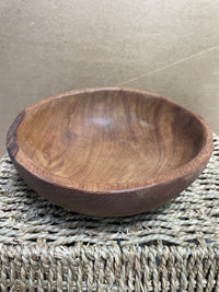 Small Live Edge Teak Wood Hand-Carved Bowl