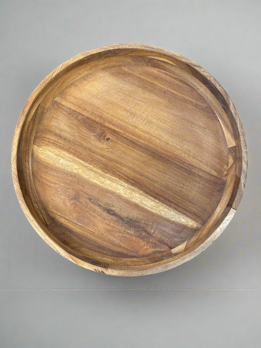 Round Acacia Wood Serving Tray