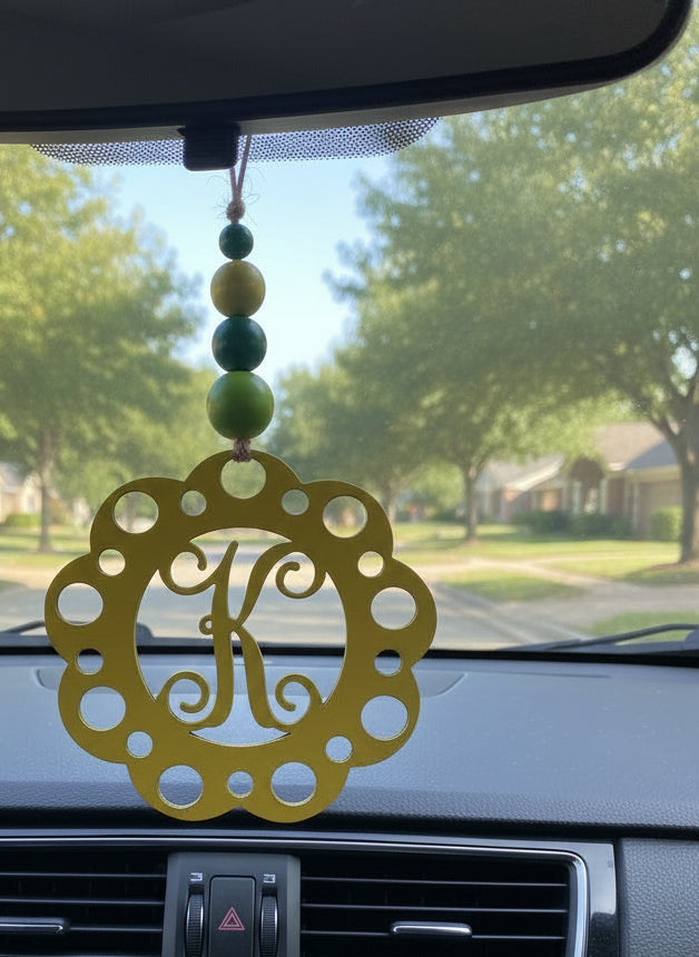 Wooden Personalized Letter Car Charm
