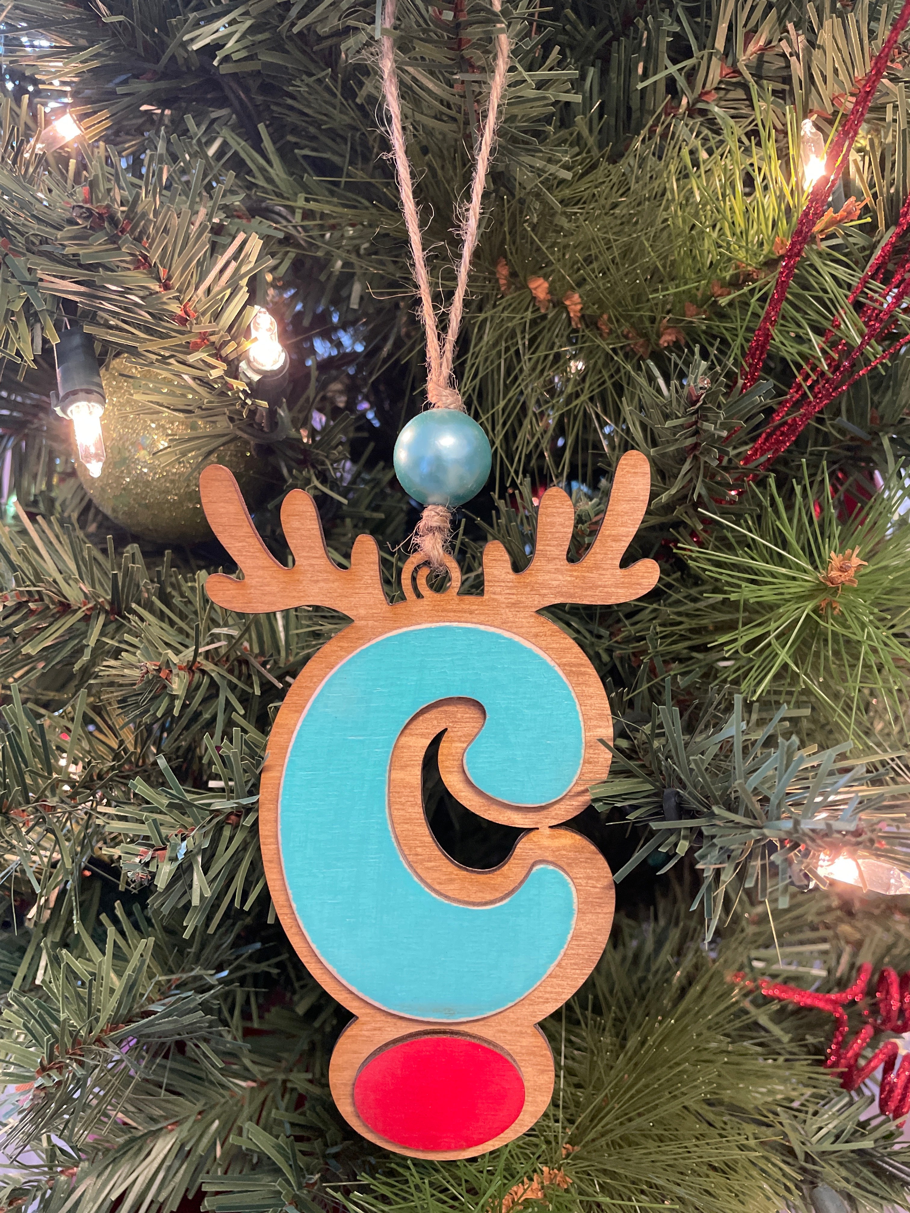 Personalized Reindeer Letter Ornament
