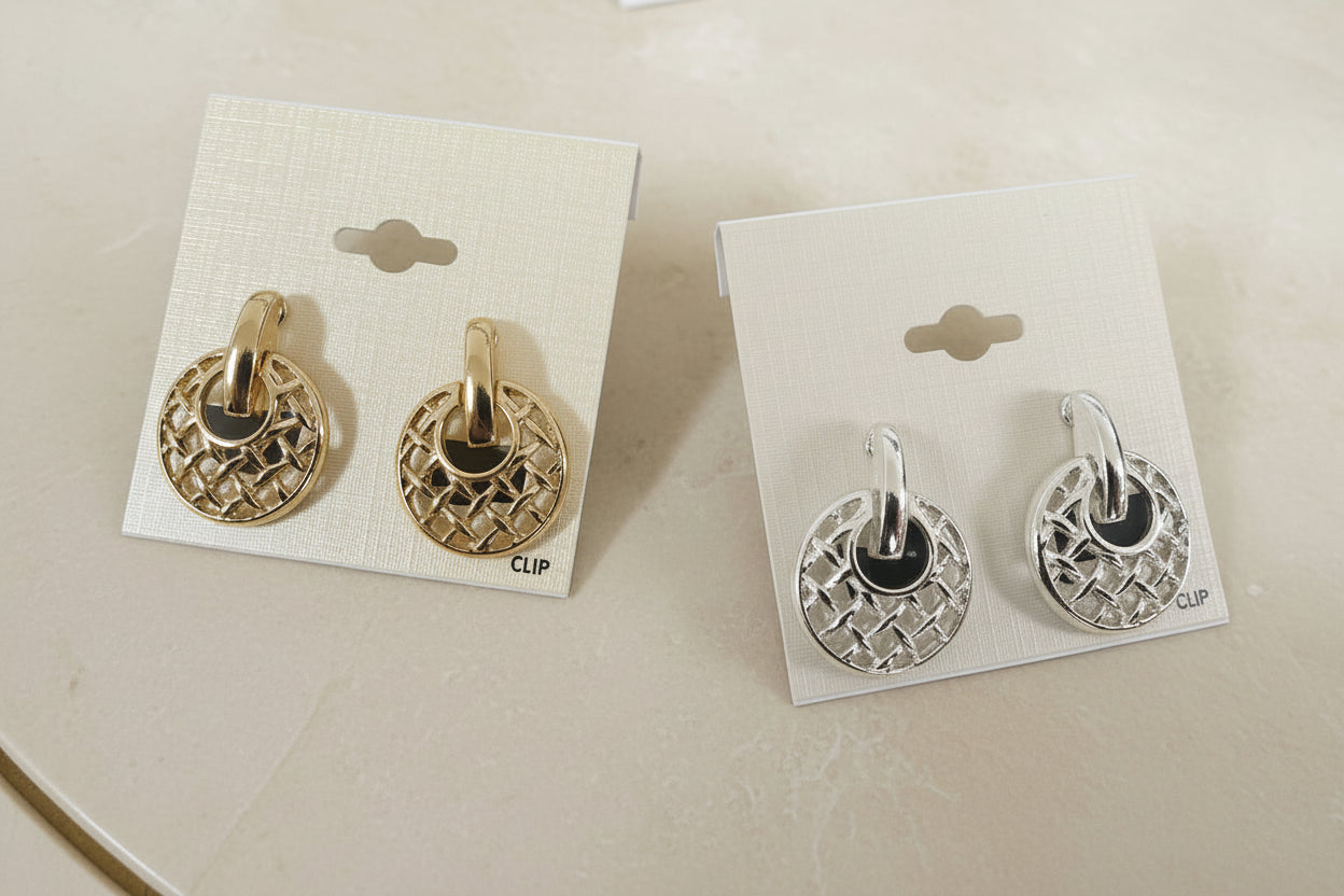 Woven Circle Clip-On Earrings