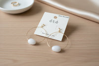 White Bead Teardrop Earrings