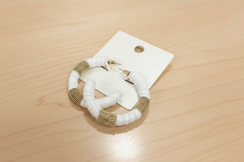 Colored Raffia Wrap Hoop Earrings