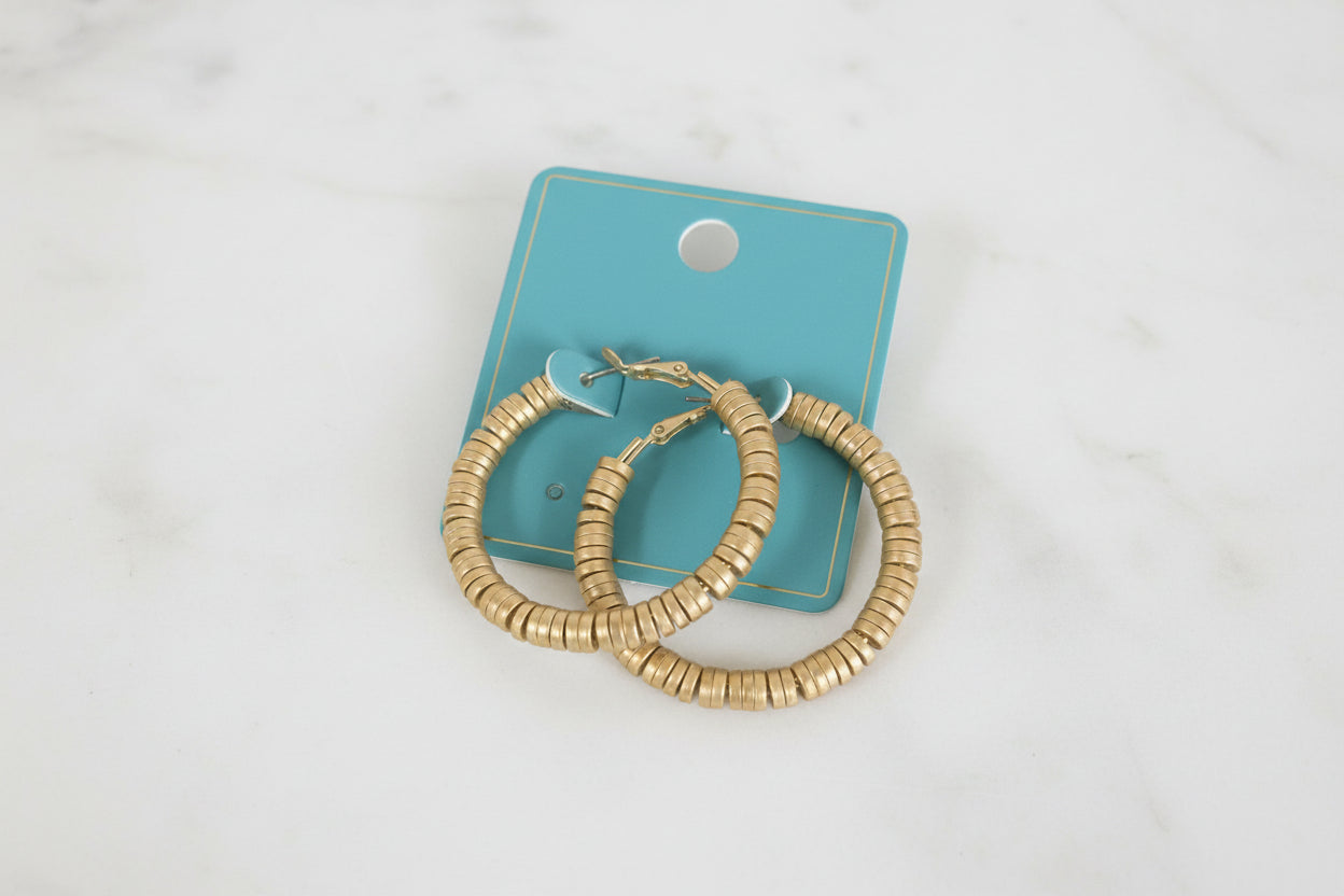 Gold Flat-Bead Earrings