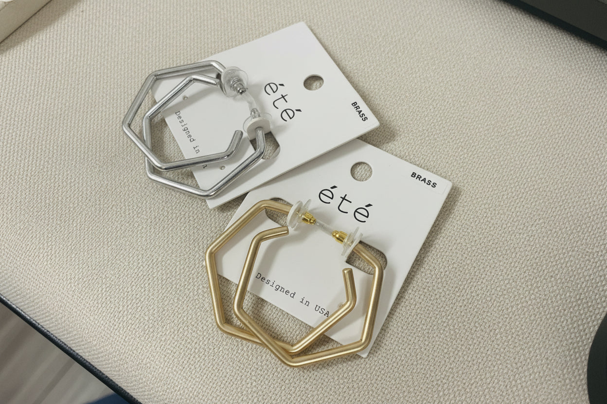 Hexagonal Hoop Earrings