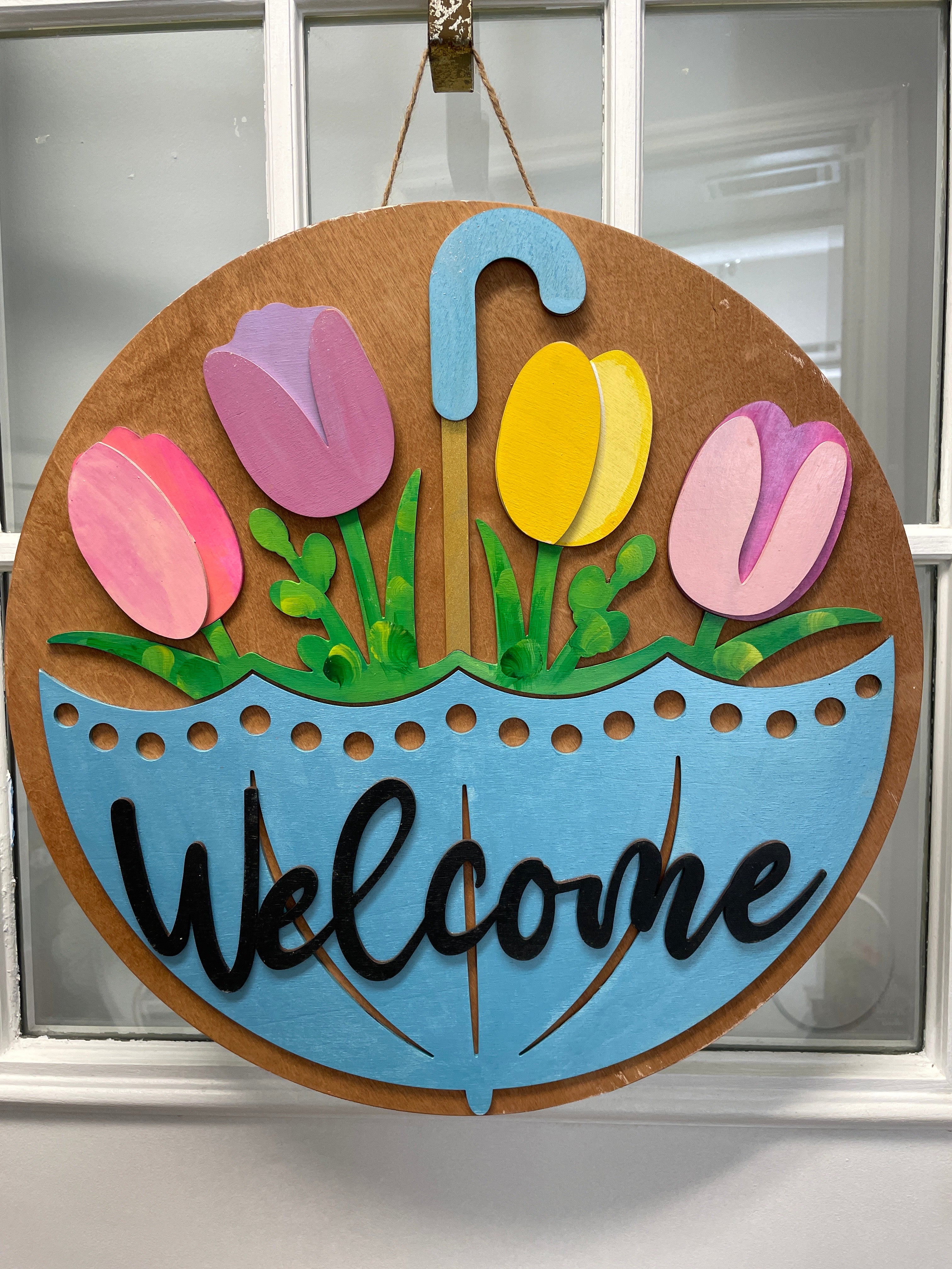 18" Doorhanger- Spring Umbrella