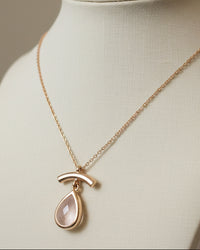 Pink Quartz Teardrop Pendant Necklace