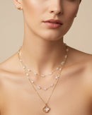 2-Row Clover Pendant Necklace and Earrings Set