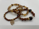 Brown Mixed-Bead Bracelet Set of 4