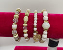 White/Cream Mixed-Bead Bracelet Set of 4