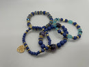 Blue/Purple Mixed-Bead Bracelet Set of 4