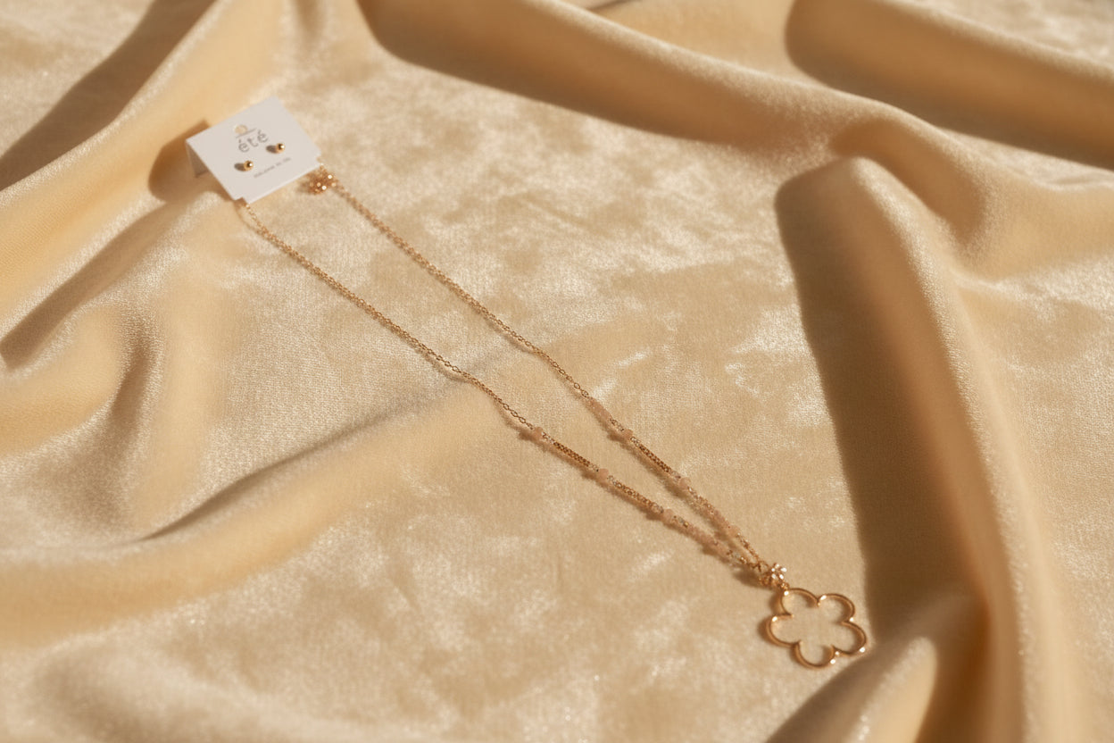 Gold Flower Necklace Set