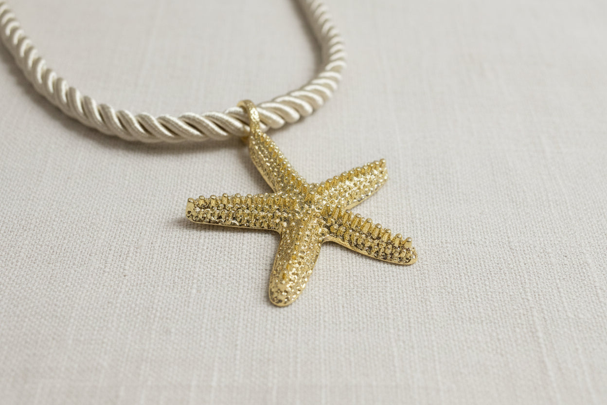 Gold Starfish Corded Necklace