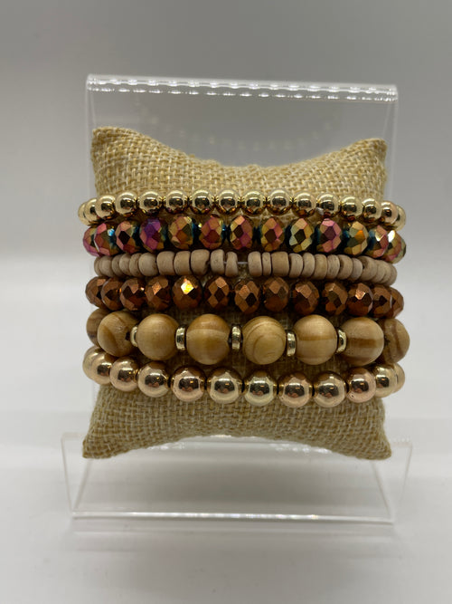 Neutral and Gold Bracelet Sets of 6