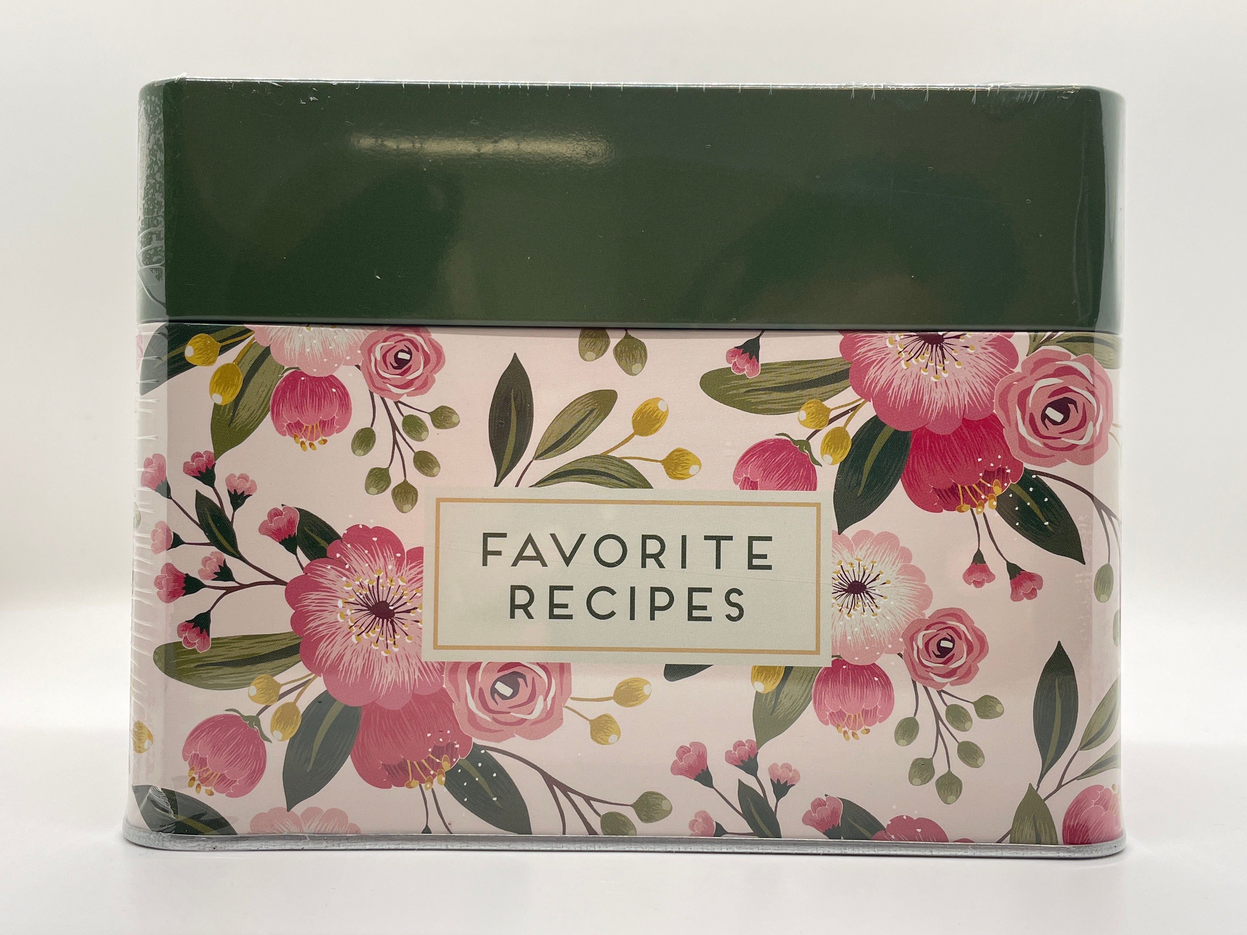 Favorite Recipes Floral Card Tin