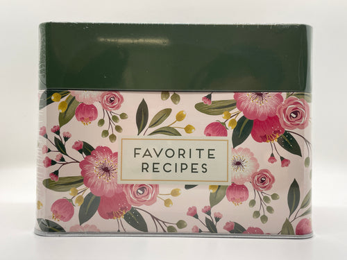 Favorite Recipes Floral Card Tin