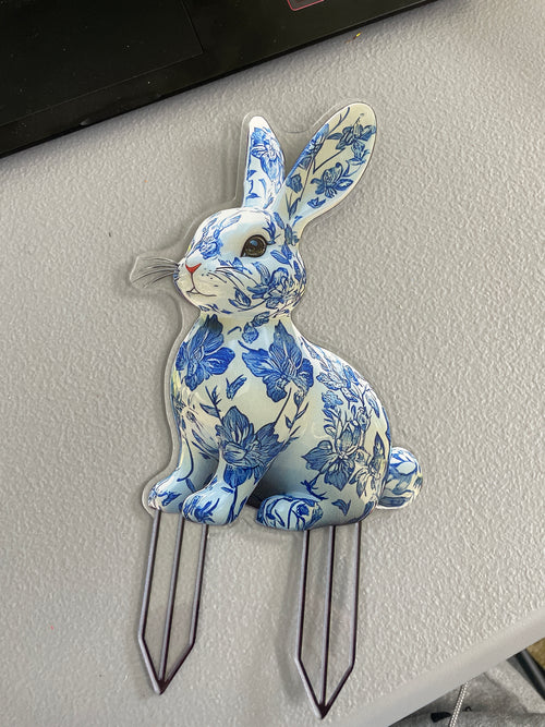 Blue & White Bunny Garden Stake