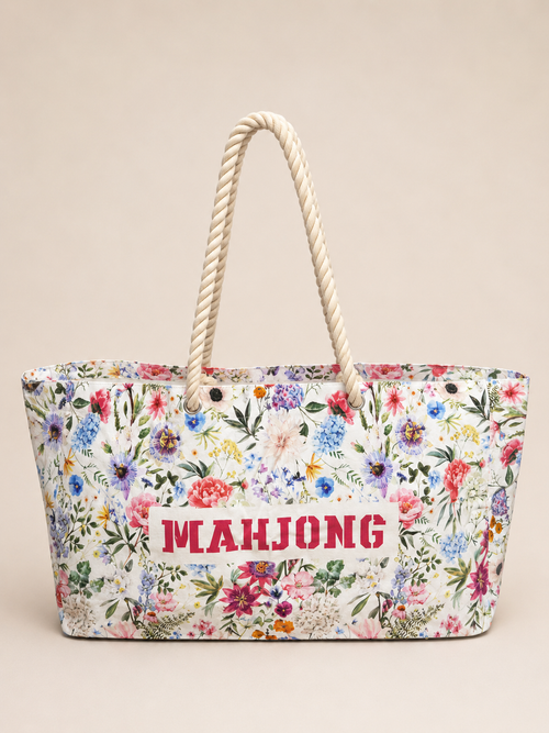 Floral Mahjong Canvas Tile Bag Set