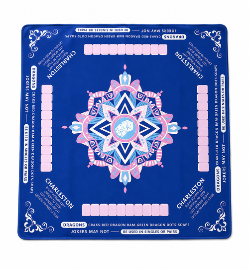 Blue and Pink 32.5 x 32.5 Non-Slip Mahjong Mat