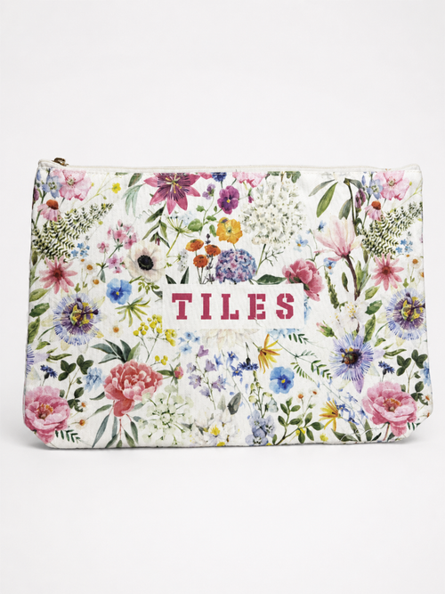Floral Mahjong Canvas Tile Bag Set