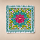 Vibrant Floral Mandala Mahjong Mat Non-Slip 31.5 x 31.5