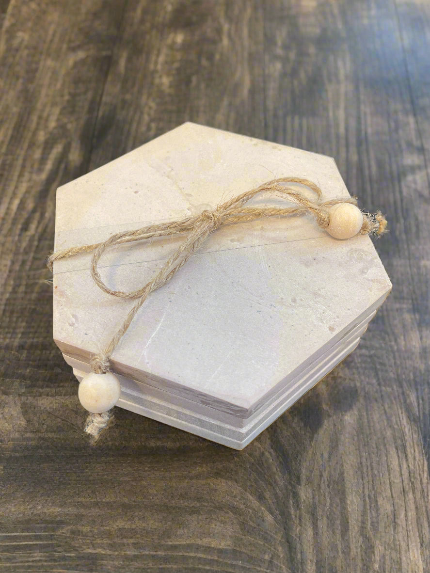 Hexagonal Stone Coaster Set