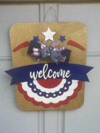Rectangle Wood Doorhanger- Patriotic