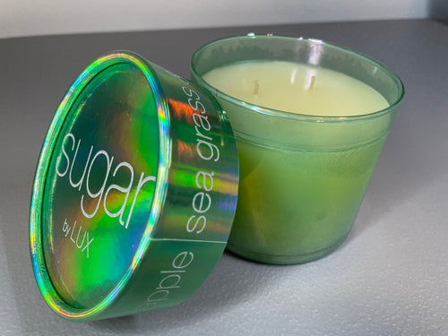 Sugar by LUX, Seagrass and Apple candle, 15 oz.