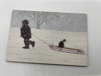 P. Graham Dunn Wooden Postcard- sled