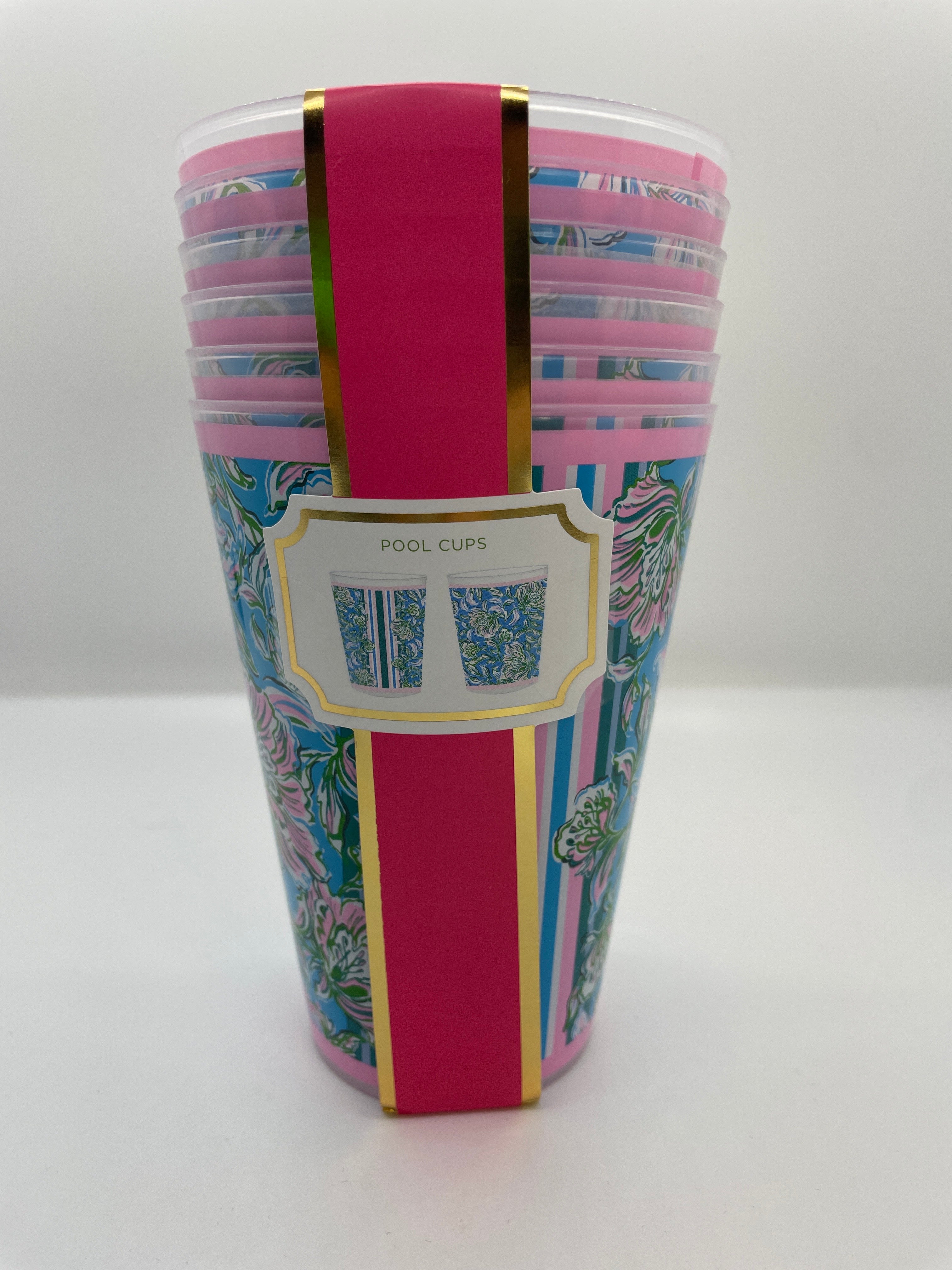 Lilly Pulitzer Pool Cups- Chick Magnet, Cumulus Blue