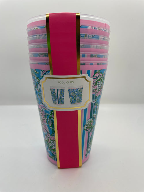 Lilly Pulitzer Pool Cups- Chick Magnet, Cumulus Blue